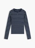 Multi Tricou Slim Cu Maneca Lunga Si Guler Riplat  Femei