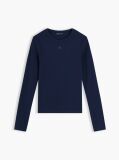 Blue Tricou Slim Cu Maneca Lunga Si Guler Riplat  Femei