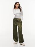 Bej Tricou Slim Cu Maneca Lunga Si Guler Riplat  Femei