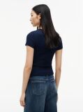 Blue Tommy Badge Ribbed Slim T-Shirt  Women
