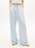 Blue Pantaloni Largi Din Amestec De In Cu Sireturi  Femei