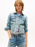 Denim Jacheta Relaxata Din Denim Decolorat Stil Trucker  Femei