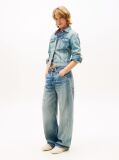 Denim Jacheta Relaxata Din Denim Decolorat Stil Trucker  Femei