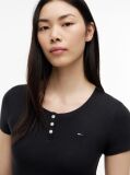 Negru Tricou Henley Slim Fit  Femei