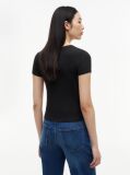 Negru Tricou Henley Slim Fit  Femei