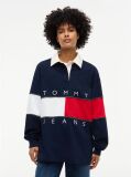 Blue Tommy Flag Jersey Oversized Rugby Shirt  Women
