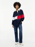 Blue Tommy Flag Jersey Oversized Rugby Shirt  Women