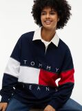 Blue Tommy Flag Jersey Oversized Rugby Shirt  Women