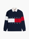 Blue Tommy Flag Jersey Oversized Rugby Shirt  Women