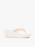 Beige Braided Strap Wedge Flip-Flops  Women