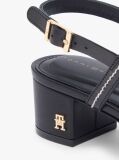 Negru Sandale Cu Toc Gros Si Cusaturi Contrastante Din Piele  Femei