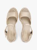 Bej Satin Espadrile Cu Talpa Inalta Si Monogram TH  Femei