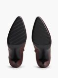 Red Leather Pointed Toe Heeled Ankle Boots  Women