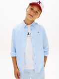 Blue Relaxed Fit Flag Embroidery Linen Blend Shirt  Boys