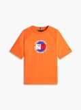 Portocaliu Tricou Cu Logo Smiley Si Steag  Baieti
