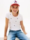 Alb Top Extra Slim Cu Steag In Forma De Stea Brodat  Fete