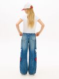 Alb Top Extra Slim Cu Steag In Forma De Stea Brodat  Fete