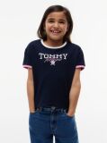 Blue T-Shirt Crest Cu Croiala Lejera  Fete