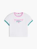 Alb T-Shirt Crest Cu Croiala Lejera  Fete