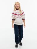 Bej Pulover Intarsia Fair Isle Cu Croiala Lejera  Fete