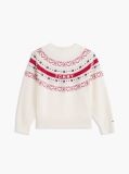 Bej Pulover Intarsia Fair Isle Cu Croiala Lejera  Fete