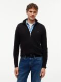Negru Cardigan Din Bumbac Si Casmir Zip-Thru  Barbati