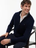 Blue Cardigan Din Bumbac Si Casmir Zip-Thru  Barbati