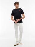Negru T-Shirt Cu Imprimeu Pe Spate Si Guler Crew  Barbati