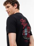 Negru T-Shirt Cu Imprimeu Pe Spate Si Guler Crew  Barbati