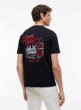 Negru T-Shirt Cu Imprimeu Pe Spate Si Guler Crew  Barbati