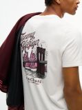 Bej T-Shirt Cu Imprimeu Pe Spate Si Guler Crew  Barbati