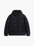 Black Logo Patch Down Hooded Puffer Jacket  Men