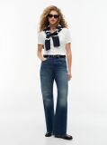 Beige Ribbed V-Neck Slim Fit T-Shirt  Women