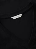 Negru Tricou Slim Fit Tricotat Cu Guler In V  Femei