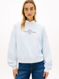 Blue Hanorac Relaxat Din Bumbac Cu Broderie Crest  Femei