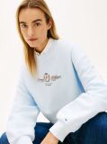 Blue Hanorac Relaxat Din Bumbac Cu Broderie Crest  Femei