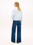 Blue Hanorac Relaxat Din Bumbac Cu Broderie Crest  Femei