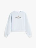Blue Hanorac Relaxat Din Bumbac Cu Broderie Crest  Femei