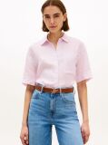 Purple Relaxed Fit Pure Linen Short Sleeve Shirt  Women