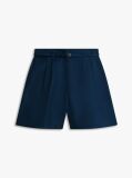 Blue Pantaloni Scurti Largi Din Amestec De In  Femei