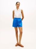 Blue Flag Embroidery Pure Linen Shorts  Women