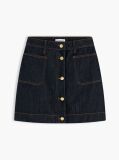 Blue Fusta Mini Denim Cu Nasturi Aurii  Femei