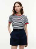 Multi Logo Embroidery Ringer T-Shirt  Women