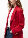 Rosu Blazer Relaxat Cu Doua Randuri De Nasturi Din Amestec De Lana  Femei