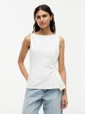 White Twist Boat Neck Sleeveless Top  Women