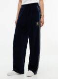 Blue Velour Mid Rise Relaxed Straight Joggers  Women