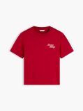 Rosu T-Shirt Din Jerseu Cu Logo Si Guler Rotund  Femei