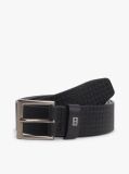 Black Flag Plaque Embossed Leather Belt  Men