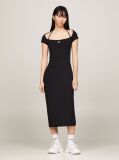 Negru Rochie Midi Bodycon Cu Insigna Tommy  Femei