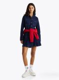 Blue Pleated Denim Mini Shirt Dress  Women